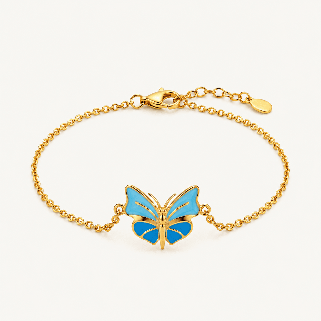 Blue Wings — Enamel Butterfly Charm Chain Bracelet 1