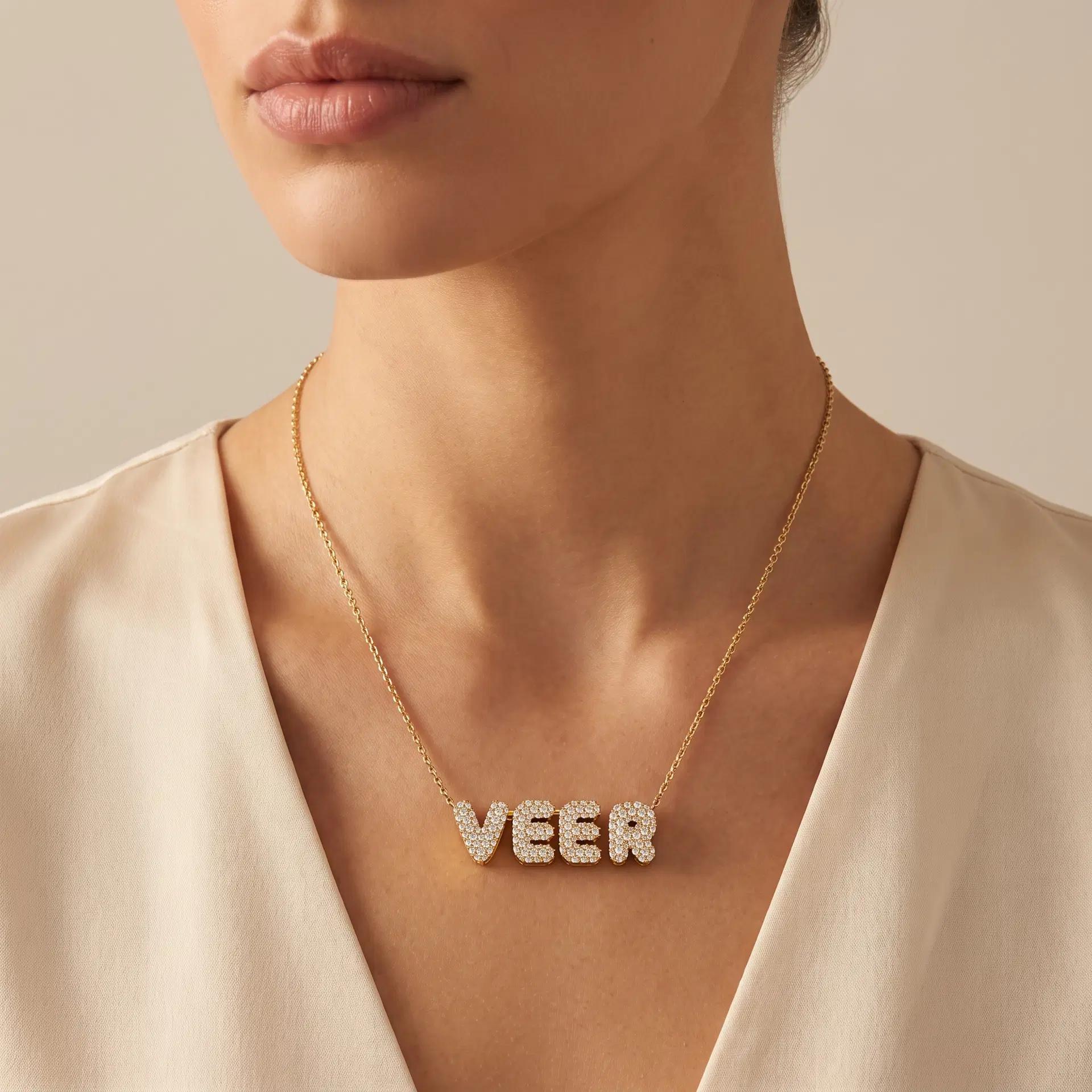 Veer Diamond Block Name Pendant 2