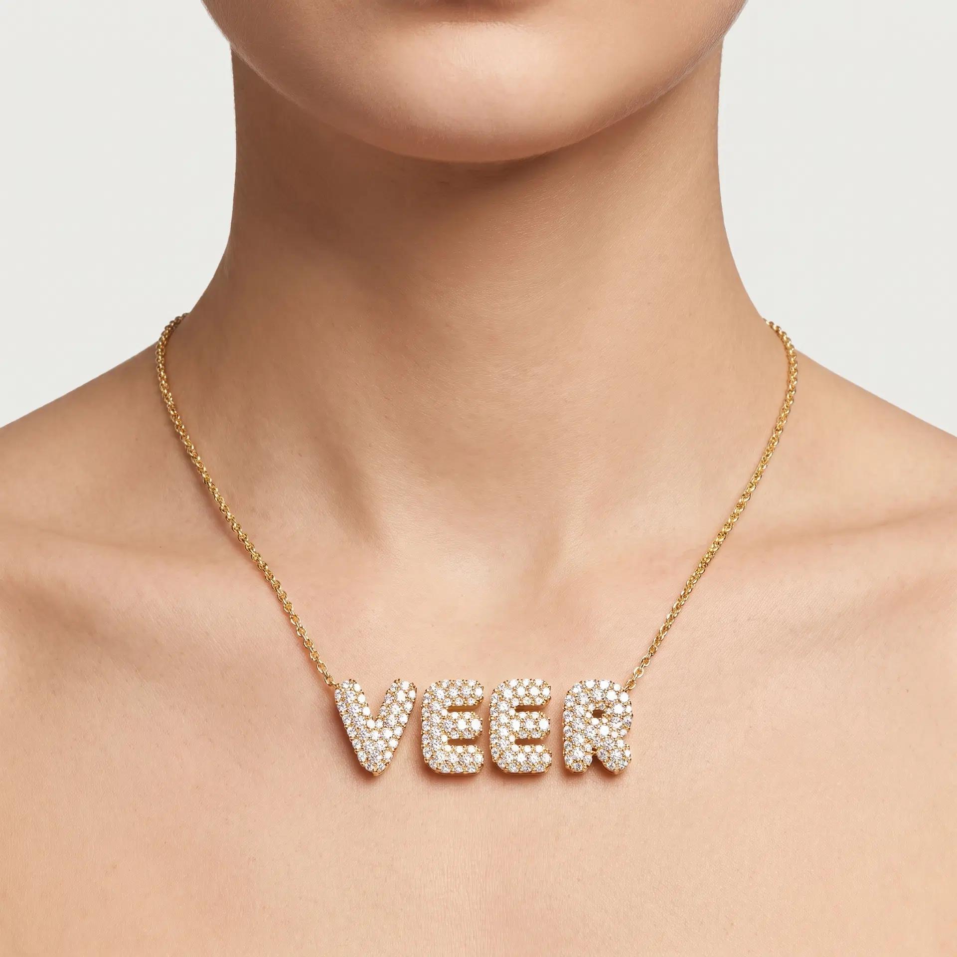 Veer Diamond Block Name Pendant 3