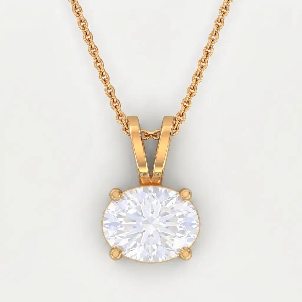 Oval Diamond Solitaire Pendant 1