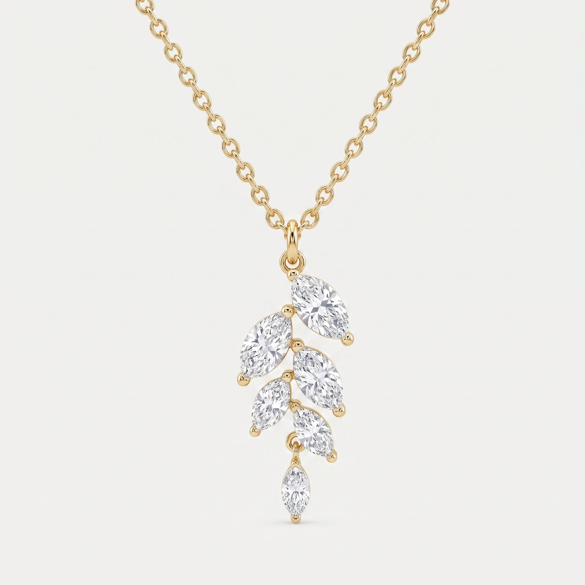Marquise Cut Diamond Leaf Style Pendant 1