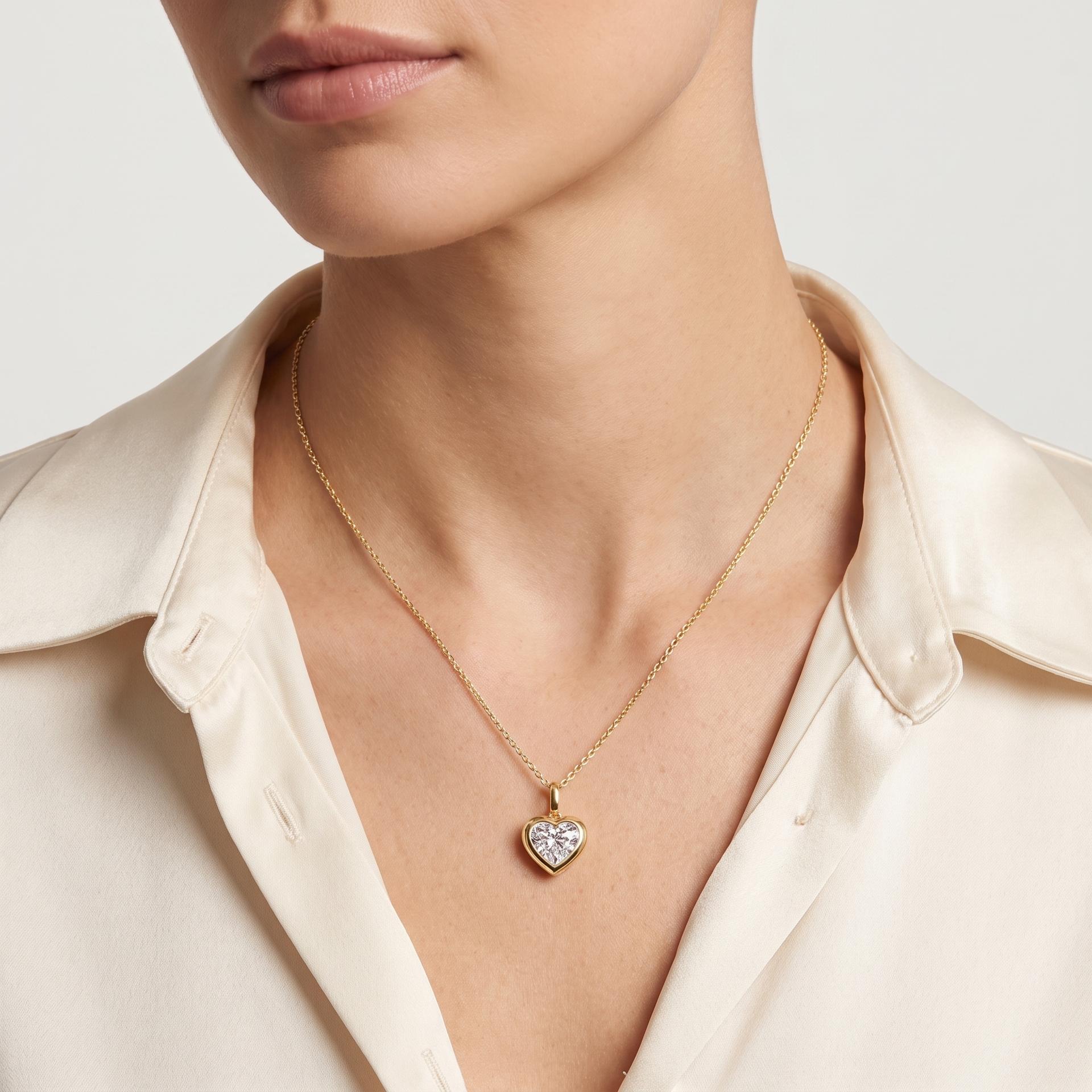 Heart Bezel Solitaire Pendant 2