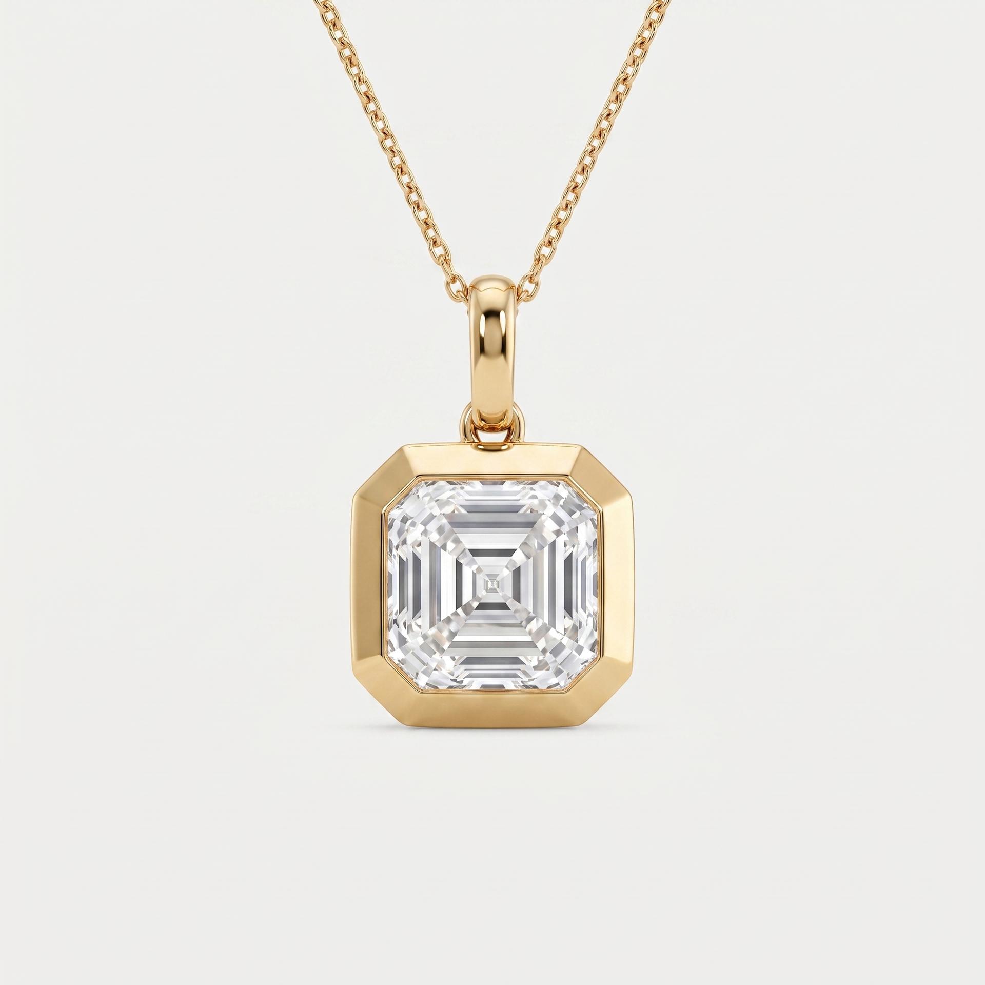 Asscher Bezel Solitaire Pendant 1