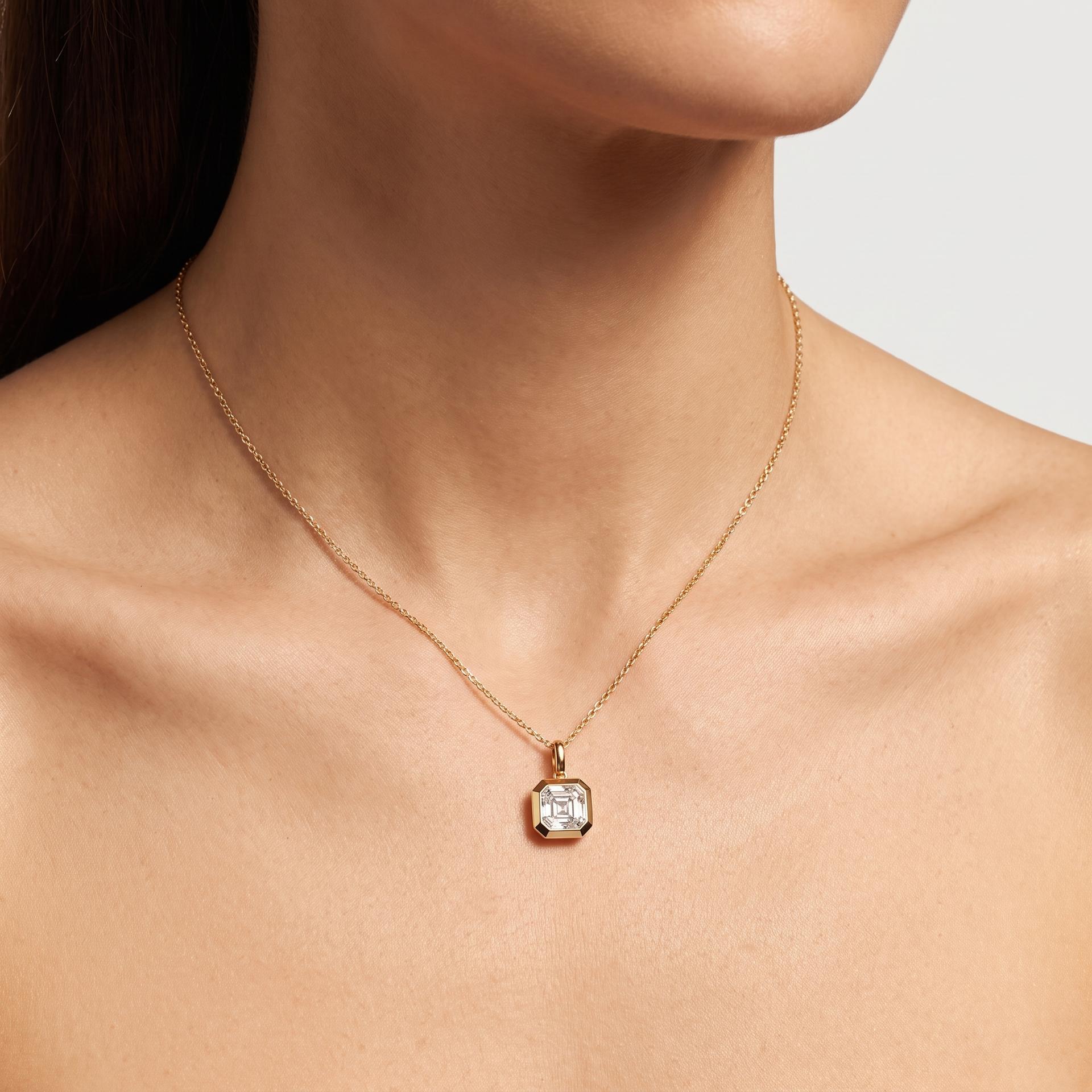 Asscher Bezel Solitaire Pendant 2