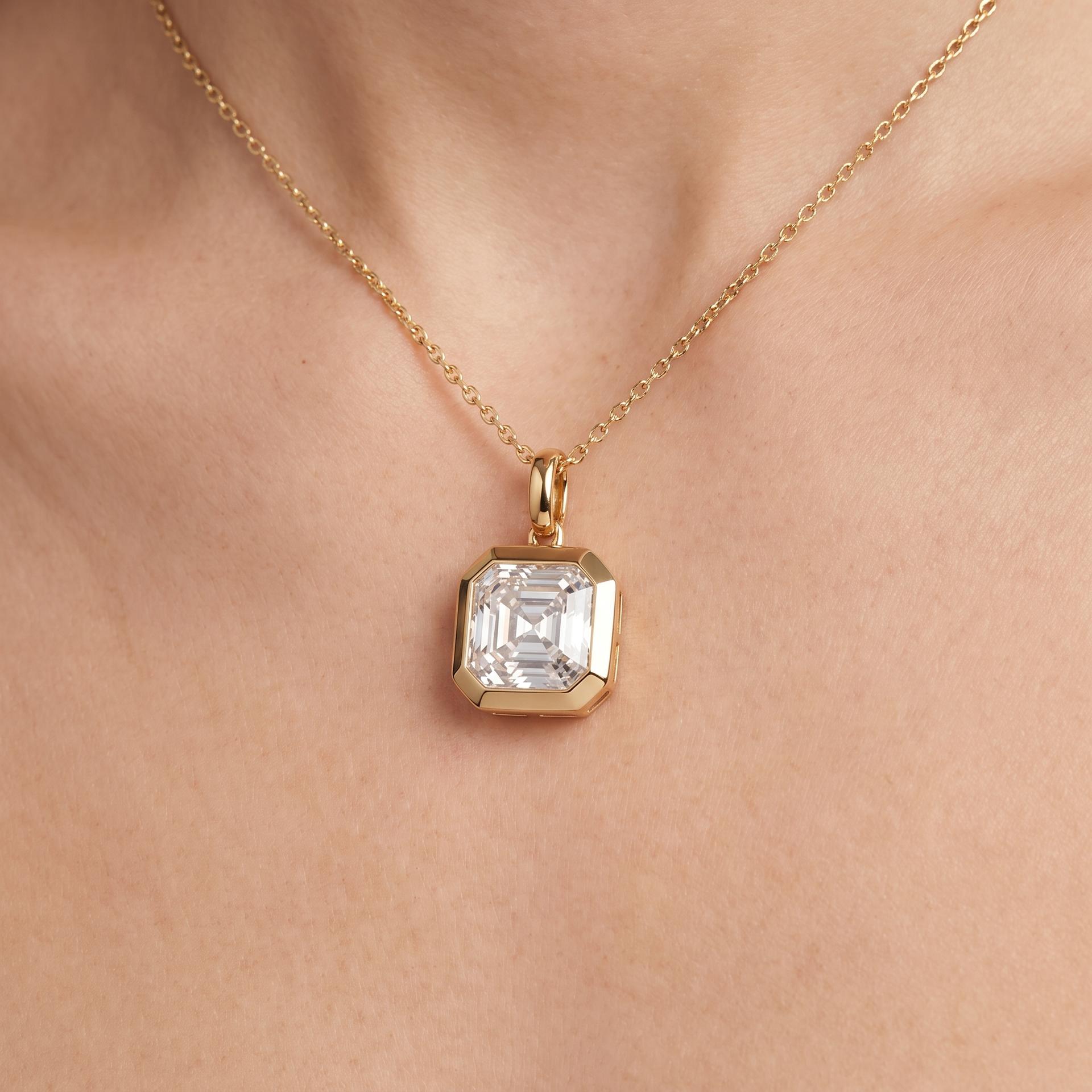 Asscher Bezel Solitaire Pendant 3
