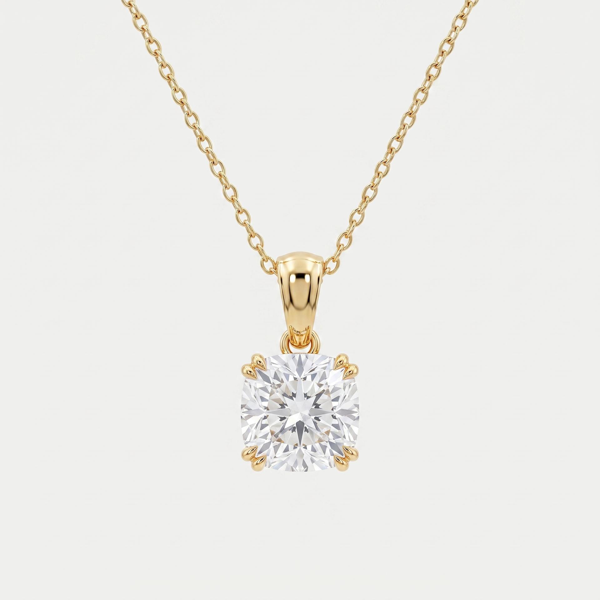 Cushion Cut Lab Grown Diamond Solitaire Pendant 1