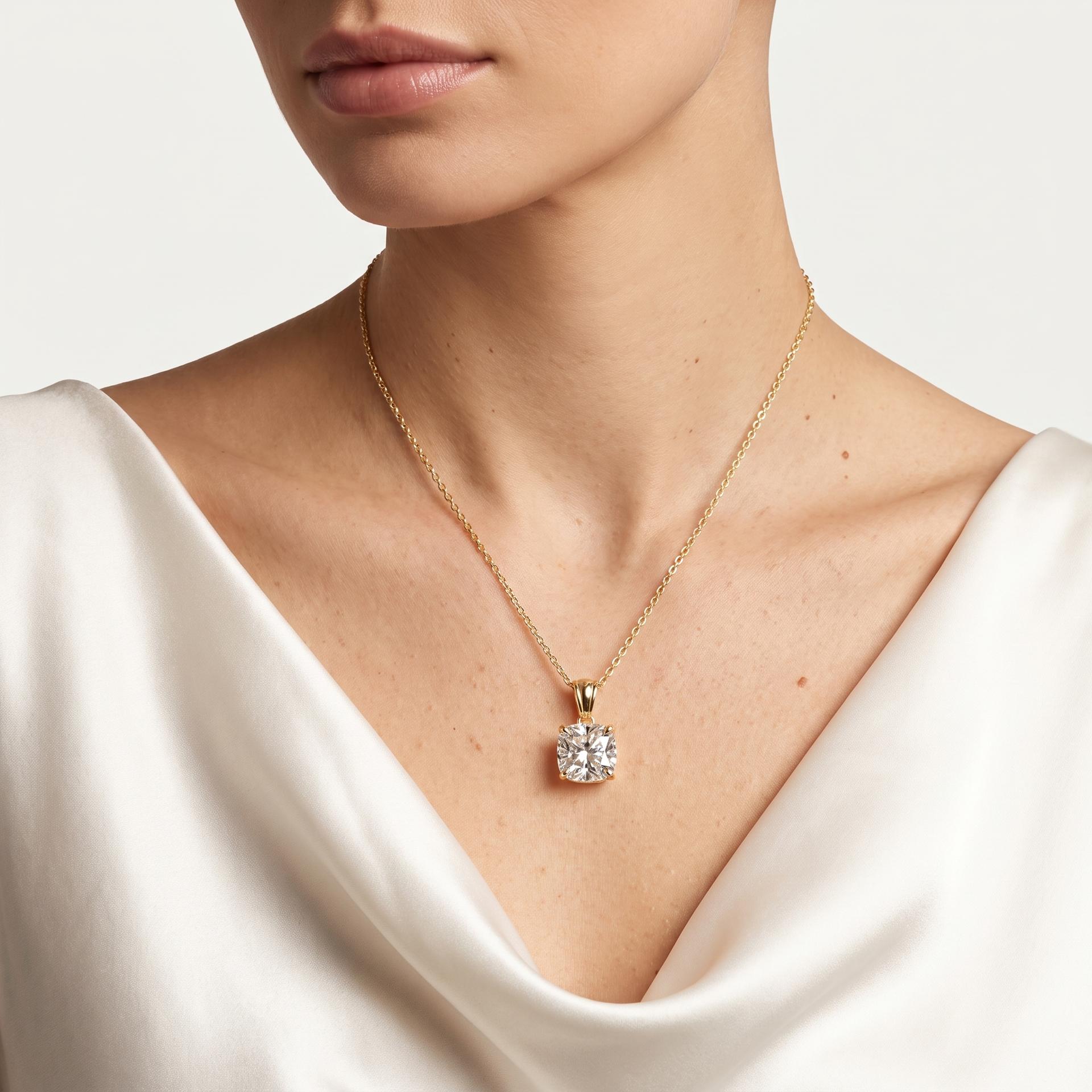 Cushion Cut Lab Grown Diamond Solitaire Pendant 2