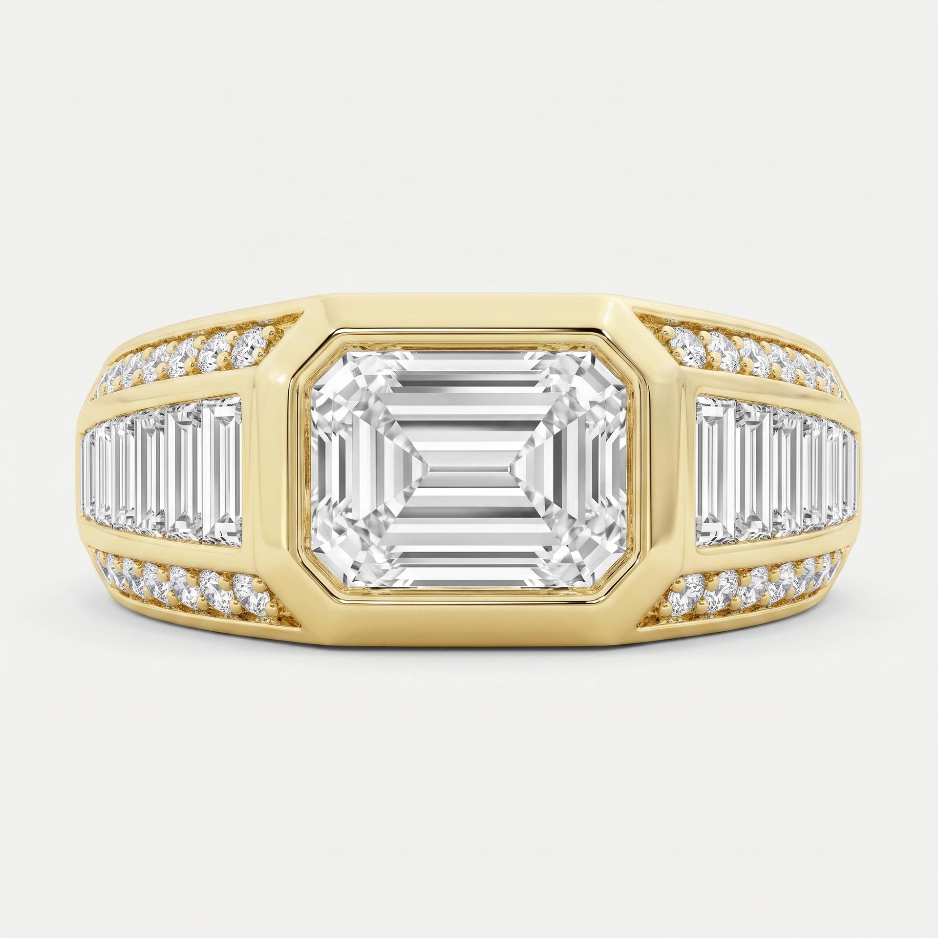 Emerald Cut Bezel Baguette Ring