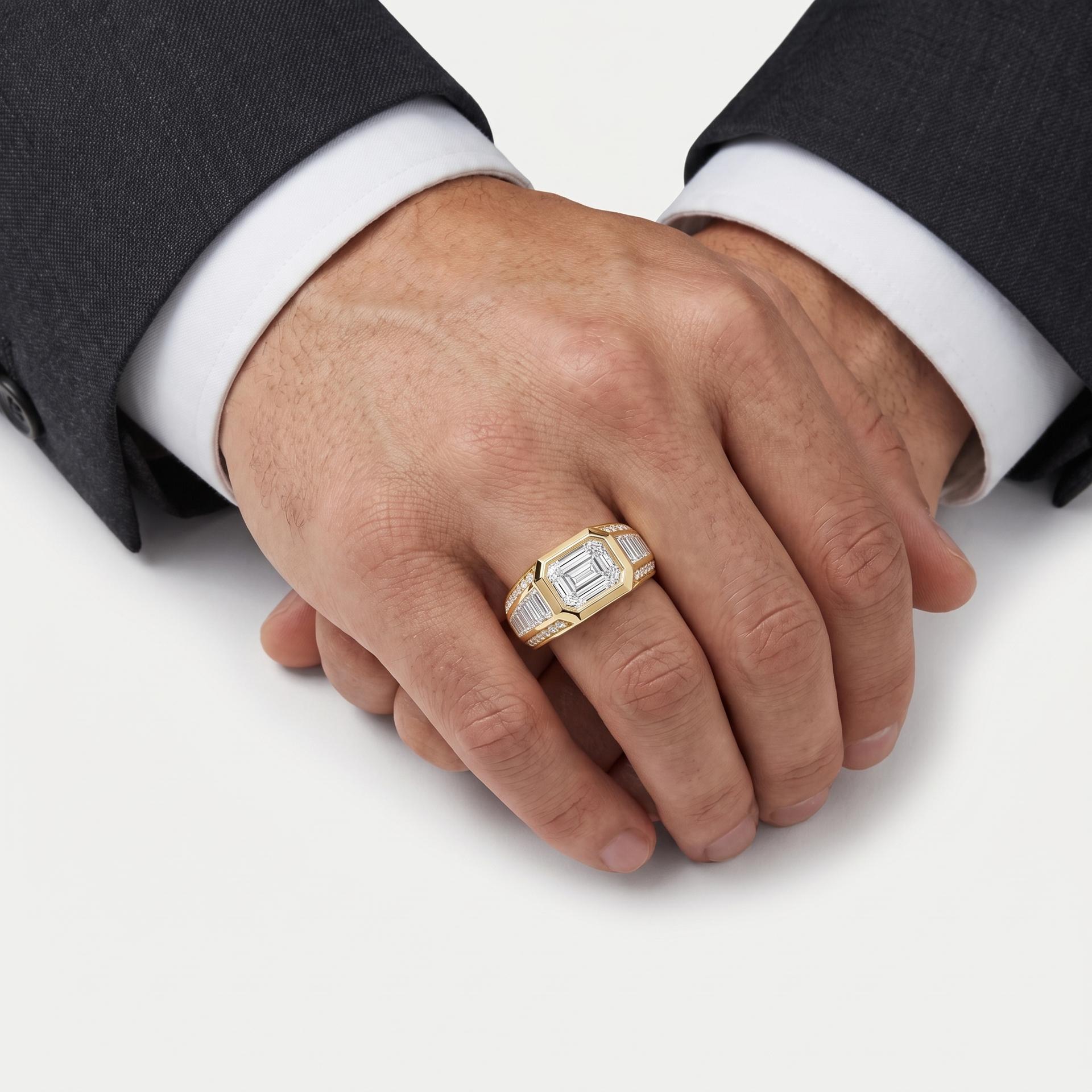 Emerald Cut Bezel Baguette Ring alternate