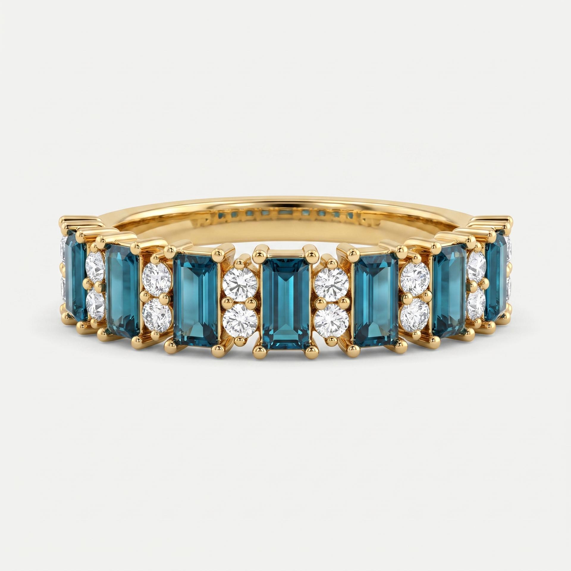 Blue Baguette Diamond Eternity Band