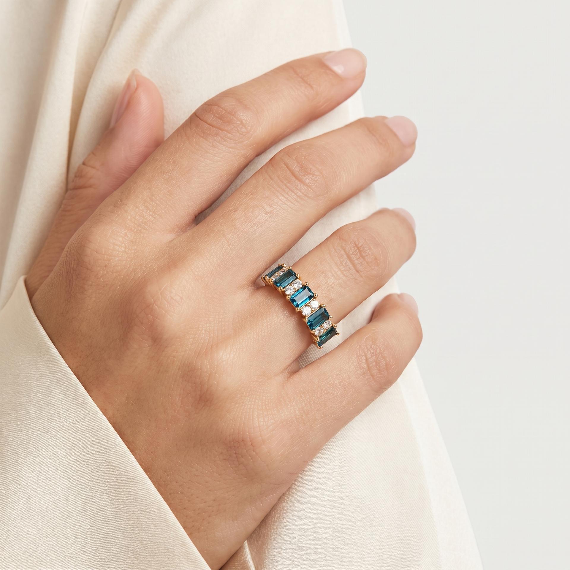Blue Baguette Diamond Eternity Band alternate