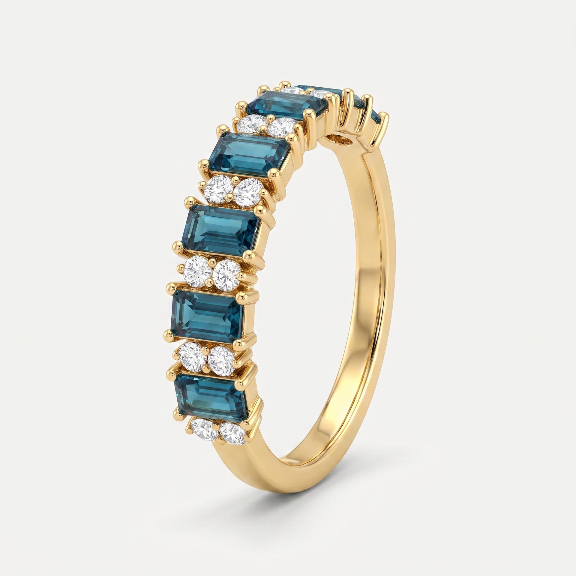 Blue Baguette Diamond Eternity Band 3