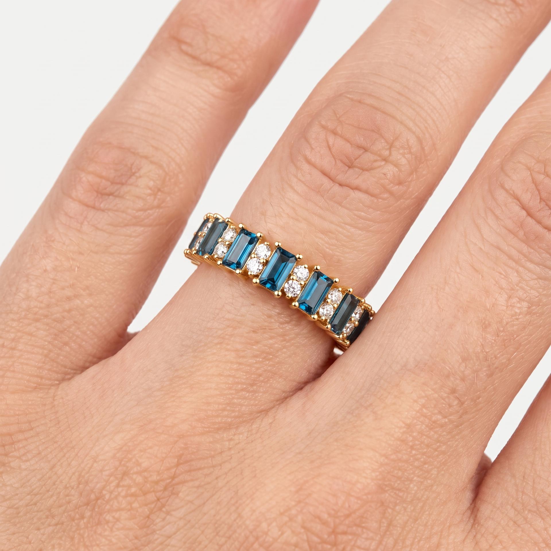 Blue Baguette Diamond Eternity Band 4