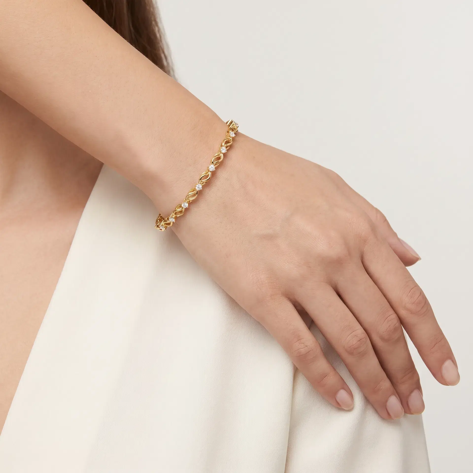 Infinite Kiss — Round Diamond X & Infinity Link Bangle 3