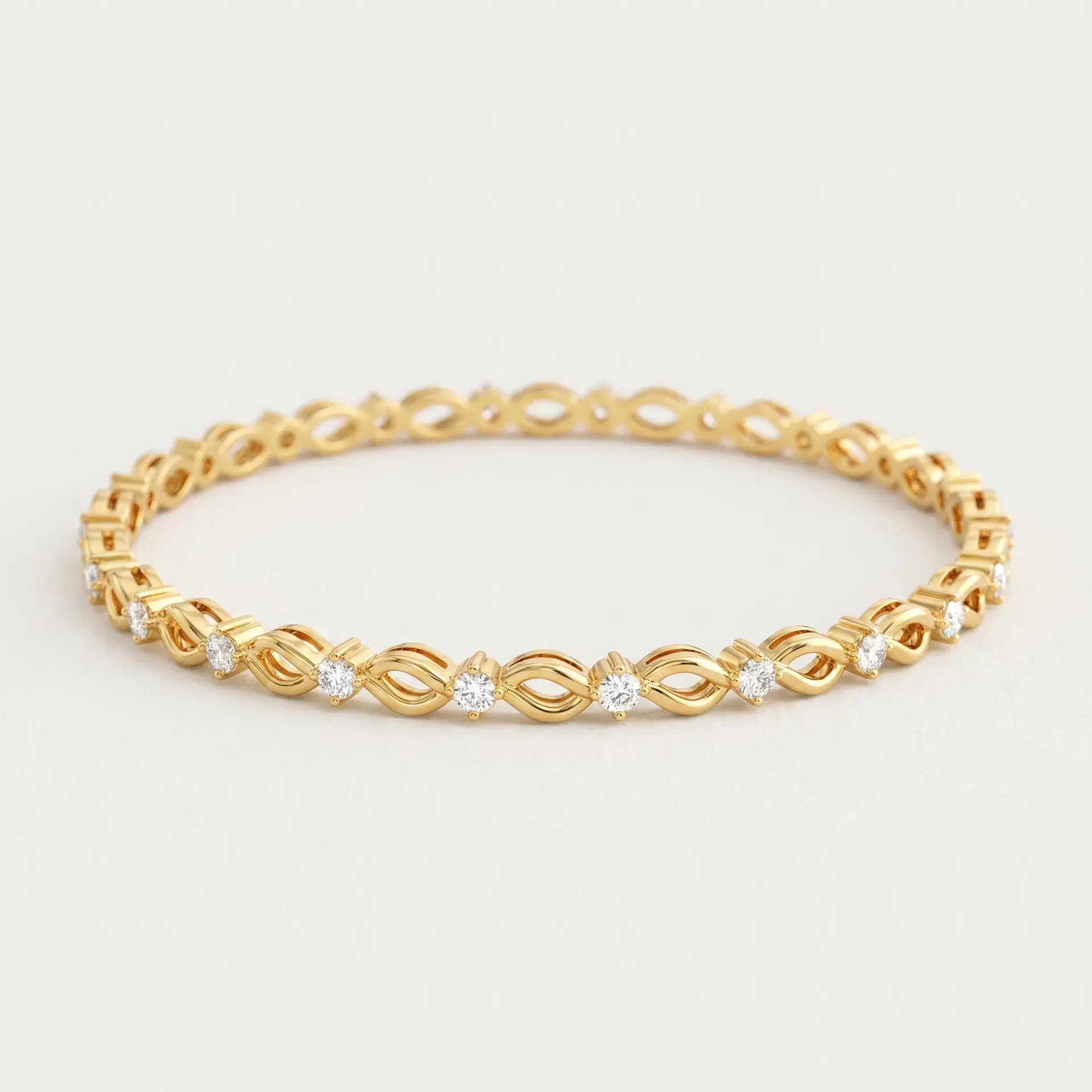 Infinite Kiss — Round Diamond X & Infinity Link Bangle 1